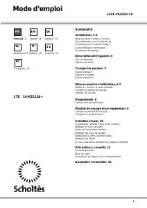 Manual de uso Scholtès LTE 14-H2111A+ Lavavajillas