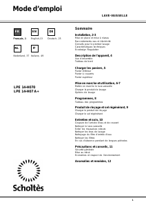 Mode d’emploi Scholtès LPE 14-H070 IX Lave-vaisselle