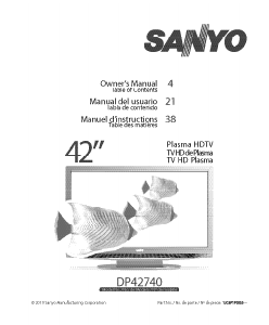 Mode d’emploi Sanyo DP42740 Téléviseur plasma