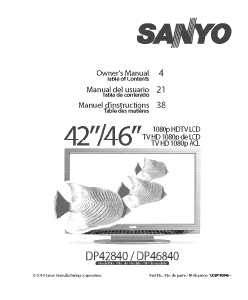 Mode d’emploi Sanyo DP46840 Téléviseur LCD