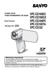 Mode d’emploi Sanyo VPC-CG100GX Xacti Caméscope
