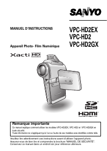 Mode d’emploi Sanyo VPC-HD2 Xacti Caméscope
