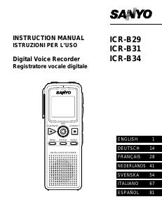 Handleiding Sanyo ICR-B29 Audiorecorder
