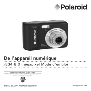 Mode d’emploi Polaroid i834 Appareil photo numérique