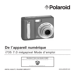 Mode d’emploi Polaroid i735 Appareil photo numérique