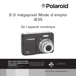 Mode d’emploi Polaroid i835 Appareil photo numérique