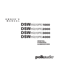 Mode d’emploi Polk Audio DSW MicroPRO 3000 Caisson de basses