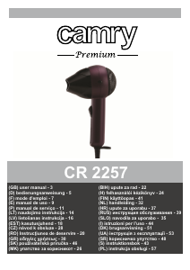 Manual Camry CR 2257 Uscător de păr