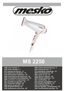 Manual Mesko MS 2250 Hair Dryer