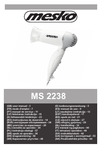 Εγχειρίδιο Mesko MS 2238w Πιστολάκι μαλλιών