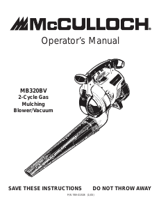 Manual McCulloch MB320BV Leaf Blower