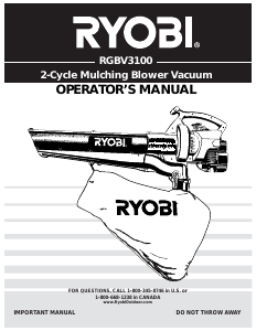 Manual Ryobi RGBV3100 Leaf Blower