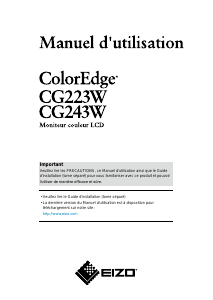 Mode d’emploi Eizo ColorEdge CG223W Moniteur LCD