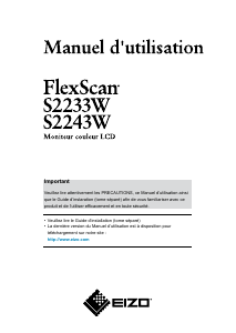 Mode d’emploi Eizo FlexScan S2233W Moniteur LCD