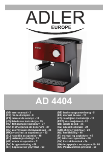 Instrukcja Adler AD 4404r Ekspres do espresso