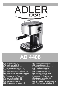 Bedienungsanleitung Adler AD 4408 Espressomaschine