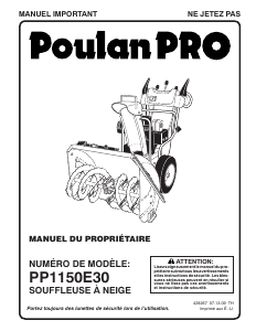 Mode d’emploi Poulan PP1150E30 Souffleuse à neige