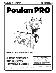 Mode d’emploi Poulan 961980025 Souffleuse à neige