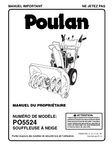 Mode d’emploi Poulan PO5524 Souffleuse à neige