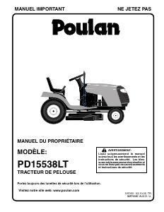 Mode d’emploi Poulan PD15538LT Tondeuse à gazon
