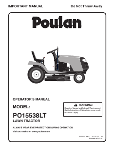Handleiding Poulan PO15538LT Grasmaaier