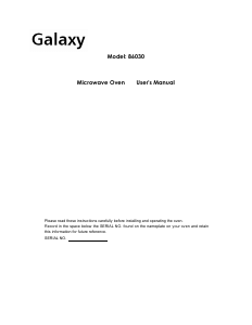 Bruksanvisning Galaxy 86030 Mikrovågsugn