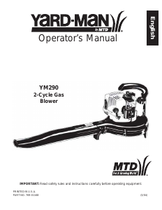 Manual de uso Yard-Man YM290 Soplador de hojas