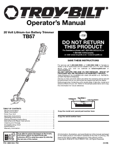 Manual Troy-Bilt TB57 Grass Trimmer