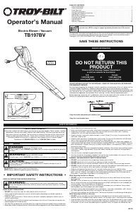 Manual Troy-Bilt TB197BV Leaf Blower
