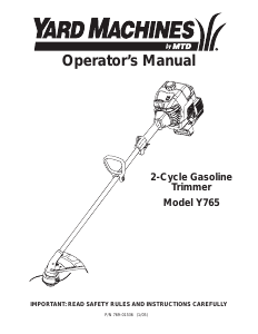 Manual de uso Yard Machines Y765 Cortabordes