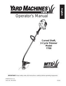 Handleiding Yard Machines Y700 Grastrimmer