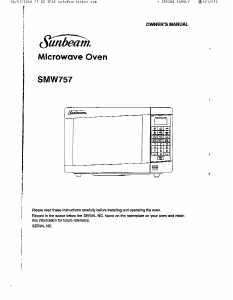 Bruksanvisning Sunbeam SMW757 Mikrovågsugn