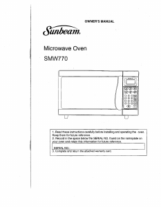Bruksanvisning Sunbeam SMW770 Mikrovågsugn