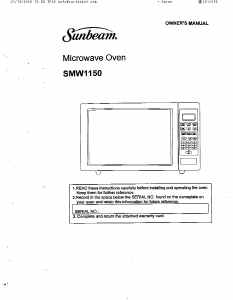 Handleiding Sunbeam SMW1150 Magnetron