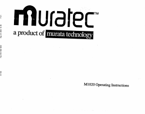 Mode d’emploi Muratec M-1020 Télécopieur