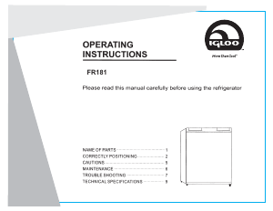 Handleiding Igloo FR181 Koelkast