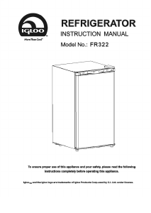 Manual Igloo FR322 Refrigerator
