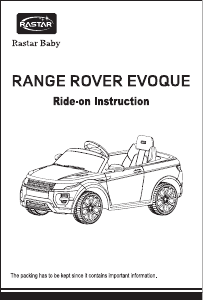 Bruksanvisning Rastar Range Rover Evoque Barnbil