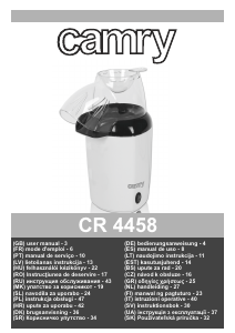 Посібник Camry CR 4458 Апарат для приготування попкорну