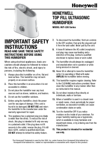 Manual Honeywell HUT-220W Humidifier