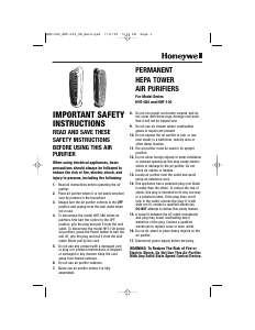 Manual Honeywell HHT-081 Air Purifier
