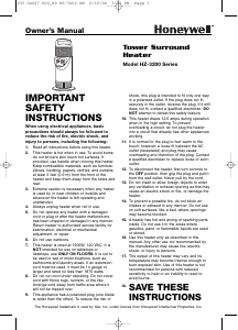 Manual de uso Honeywell HZ-3220BW-LNT Calefactor