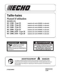 Mode d’emploi Echo HC-2000 Taille-haies