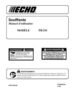 Mode d’emploi Echo PB-251 Souffleur