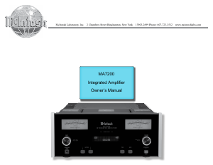 Bruksanvisning McIntosh MA7200 Förstärkare