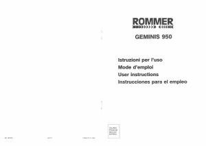 Manuale Rommer Geminis 950 Lavatrice