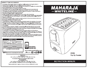 Bruksanvisning Maharaja Whiteline Viva Brödrost