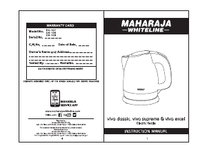 Bruksanvisning Maharaja Whiteline Viva Supreme Vattenkokare