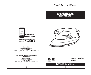 Bruksanvisning Maharaja Whiteline Classico Plancha Strykjärn