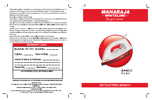 Bruksanvisning Maharaja Whiteline Easio Strykjärn